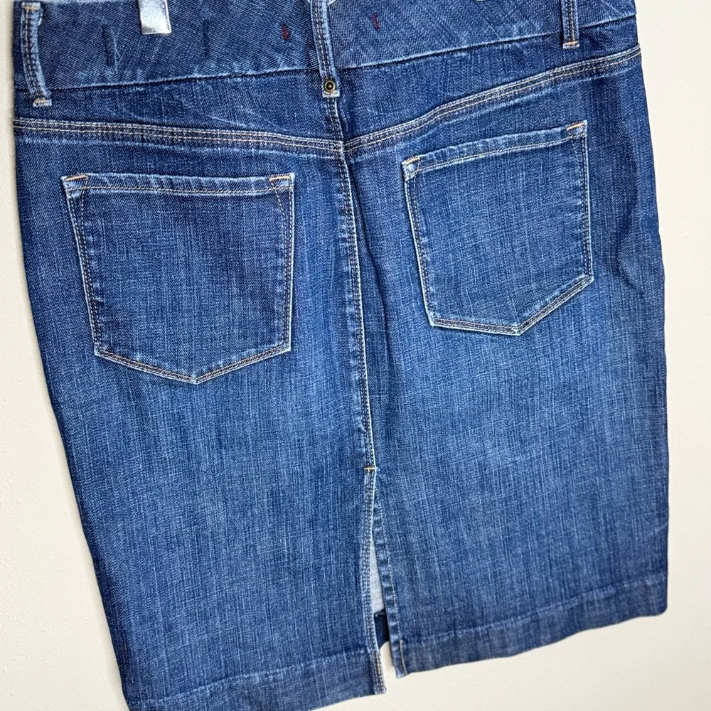 Gap Stretch Denim Pencil Skirt Medium Wash Knee Length Classic Size 4 - Picture 4 of 7
